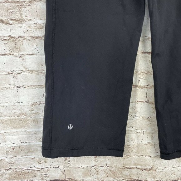 Lululemon Sz 6 Dharana Crop Pants Black Pink Zip Pocket Loose Wide Hyper Stripe - Picture 5 of 9